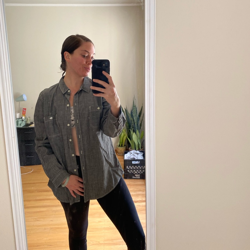 Gray button up